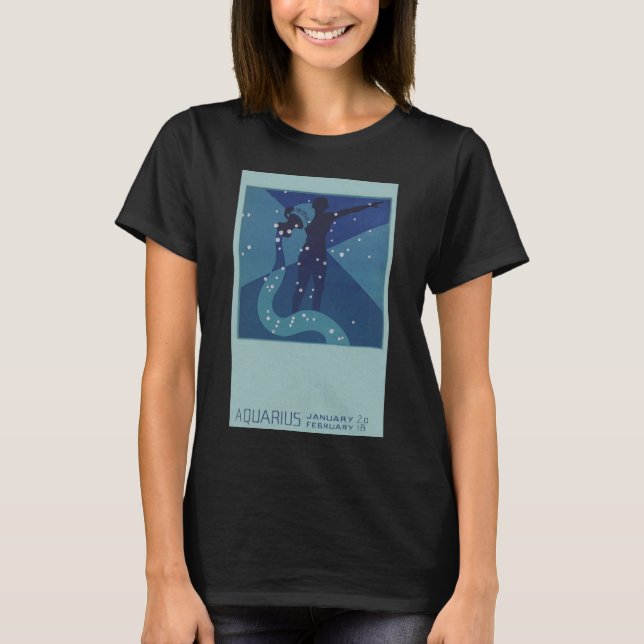 Aquarius Constellation, Vintage Zodiac Astrology T-Shirt (Front)