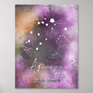 Aquarius Constellation Zodiac Sign Purple