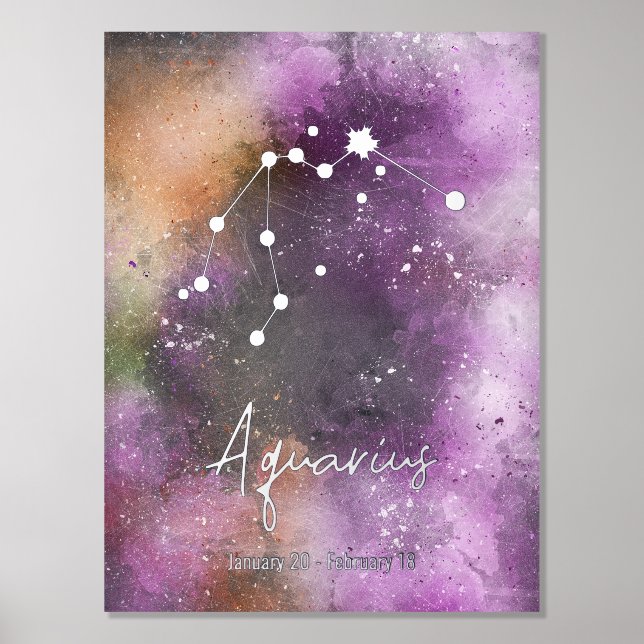Aquarius Constellation Zodiac Sign Purple (Front)