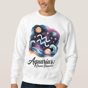 Aquarius Cosmic Dreamer Watercolor Zodiac Sign Sweatshirt