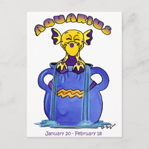aquarius cute zodiac baby dragon postcard