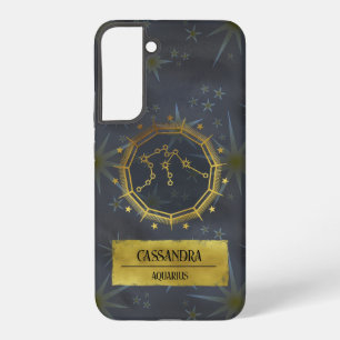 Aquarius Dark Zodiac Astrology: Black & Gold Samsung Galaxy Case