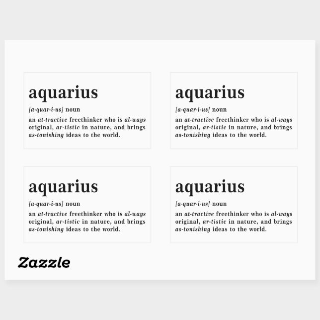 Aquarius Definition Aesthetic Astrology Gift Rectangular Sticker (Sheet)