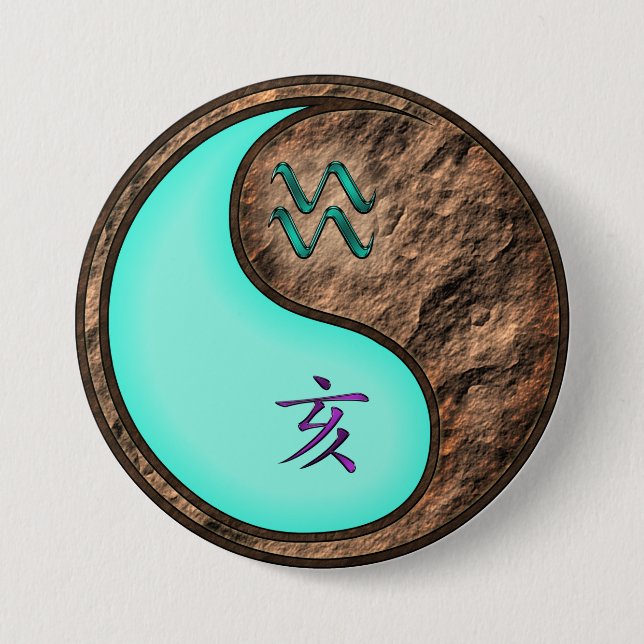 Aquarius & Earth Boar 7.5 Cm Round Badge (Front)
