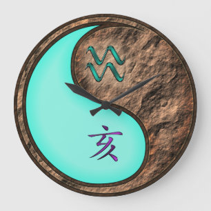Aquarius & Earth Boar Large Clock