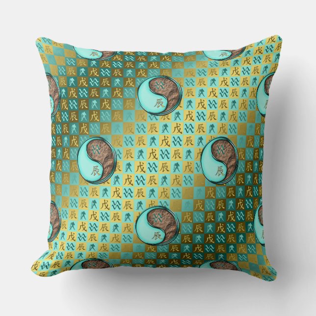 Aquarius & Earth Dragon Cushion (Front)