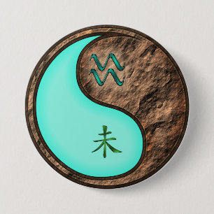 Aquarius & Earth Goat 7.5 Cm Round Badge