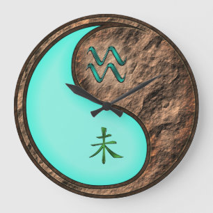 Aquarius & Earth Goat Large Clock