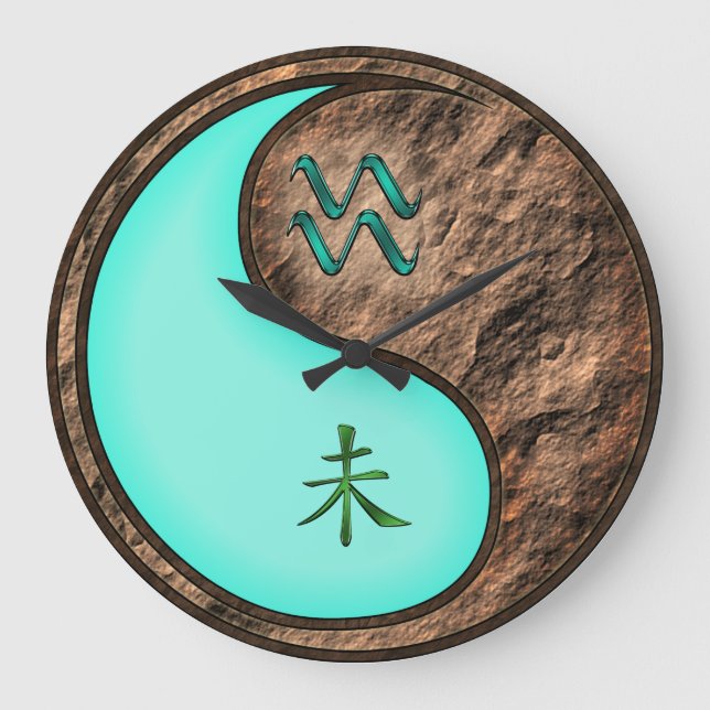 Aquarius & Earth Goat Large Clock (Front)
