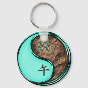 Aquarius & Earth Horse Key Ring
