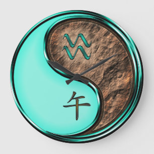Aquarius & Earth Horse Large Clock