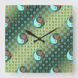 Aquarius & Earth Horse Square Wall Clock
