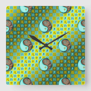 Aquarius & Earth Monkey Square Wall Clock