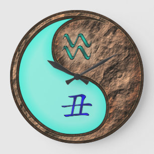 Aquarius & Earth Ox Large Clock