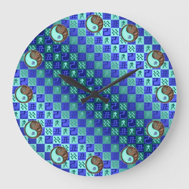 Aquarius & Earth Ox Large Clock (Front)