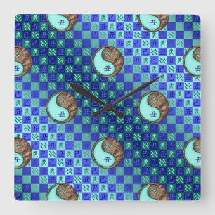 Aquarius & Earth Ox Square Wall Clock