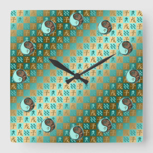 Aquarius & Earth Rat Square Wall Clock