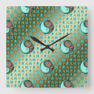 Aquarius & Earth Rat Square Wall Clock
