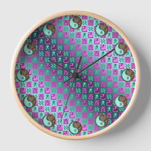 Aquarius & Earth Rooster Clock