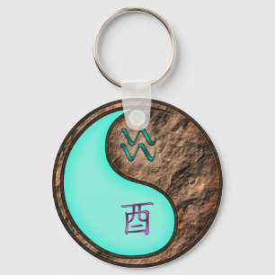 Aquarius & Earth Rooster Key Ring