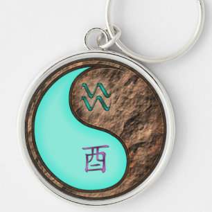Aquarius & Earth Rooster Key Ring