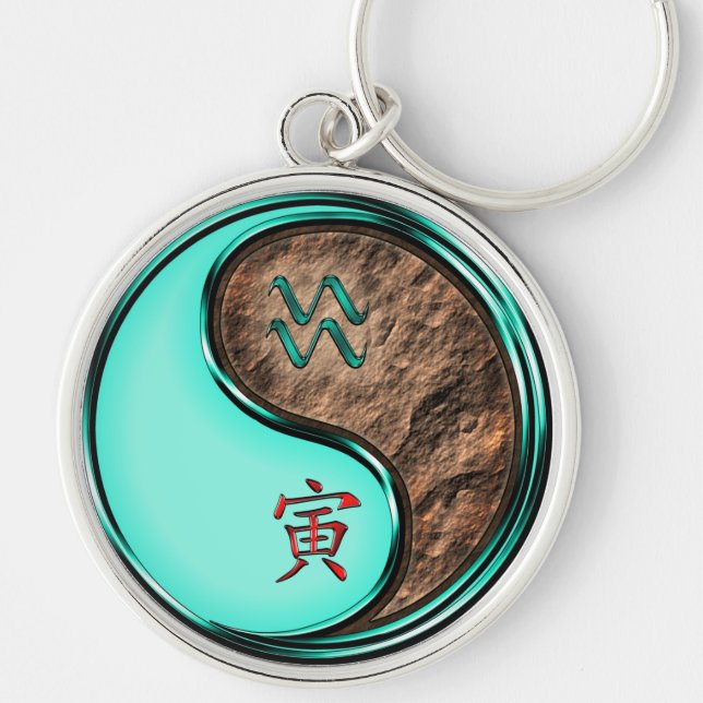 Aquarius & Earth Tiger Key Ring (Front)