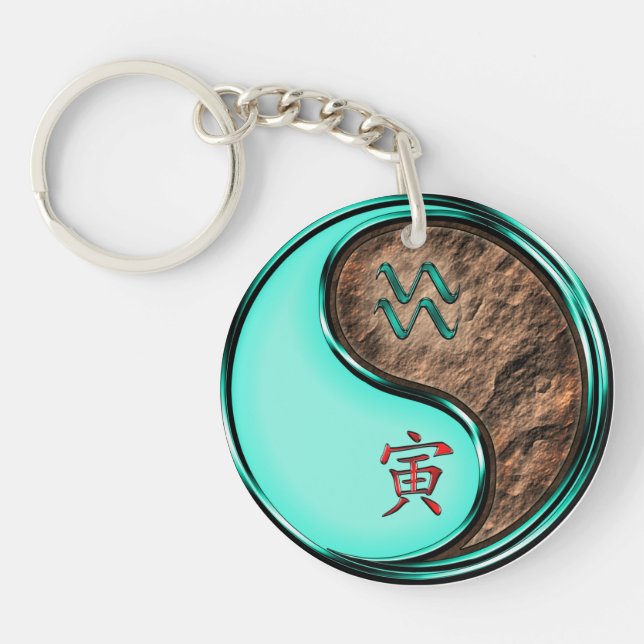 Aquarius & Earth Tiger Key Ring (Front)
