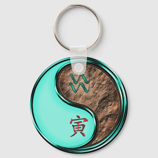 Aquarius & Earth Tiger Key Ring (Front)