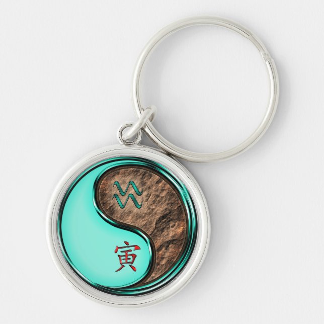 Aquarius & Earth Tiger Key Ring (Front)