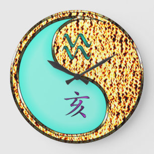 Aquarius & Fire Boar Large Clock