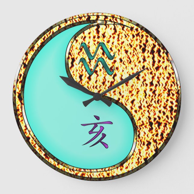 Aquarius & Fire Boar Large Clock (Front)