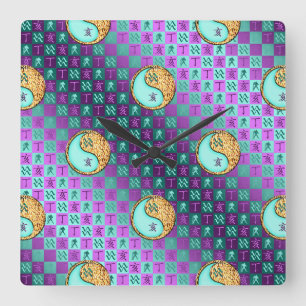 Aquarius & Fire Boar Square Wall Clock