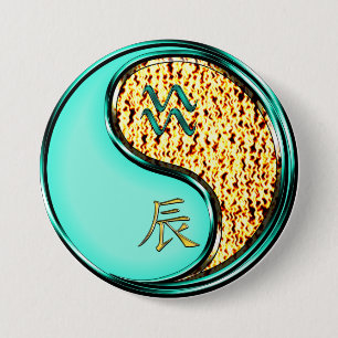 Aquarius & Fire Dragon 7.5 Cm Round Badge