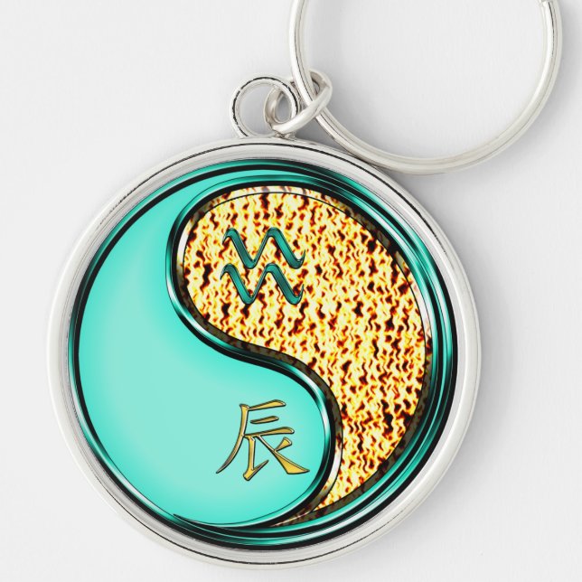 Aquarius & Fire Dragon Key Ring (Front)