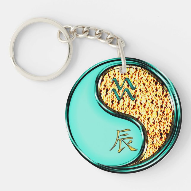 Aquarius & Fire Dragon Key Ring (Front)