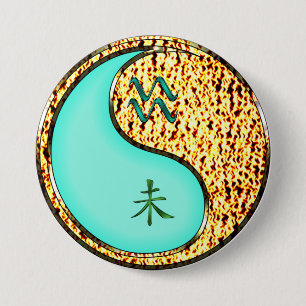 Aquarius & Fire Goat 7.5 Cm Round Badge
