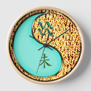 Aquarius & Fire Goat Clock