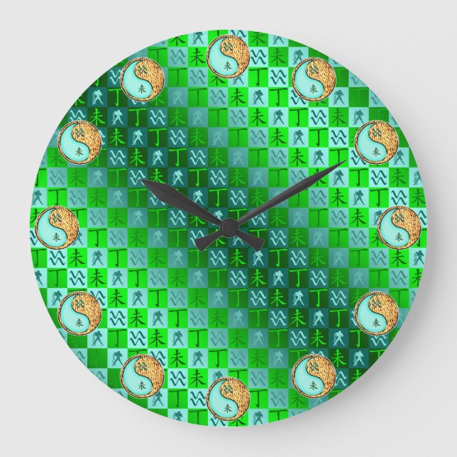 Aquarius & Fire Goat Large Clock (Front)