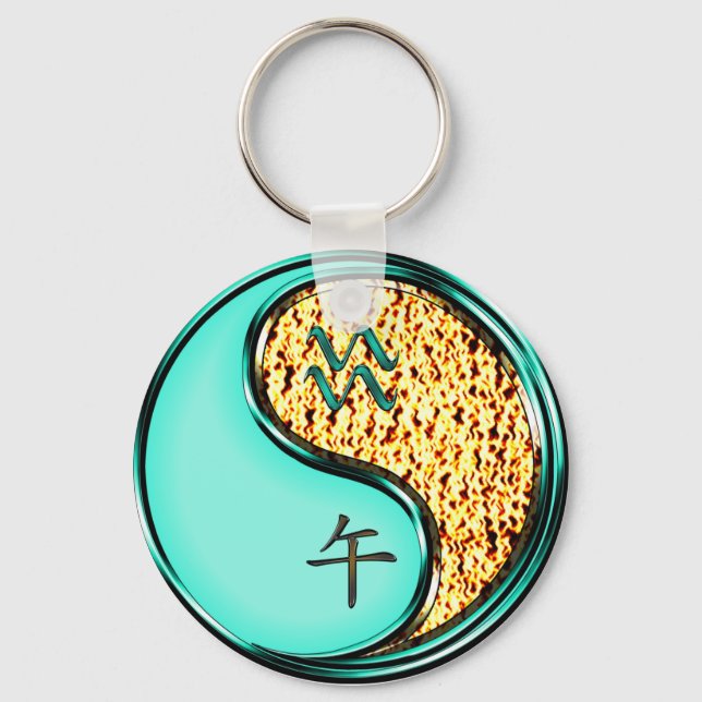Aquarius & Fire Horse Key Ring (Front)