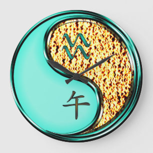 Aquarius & Fire Horse Large Clock