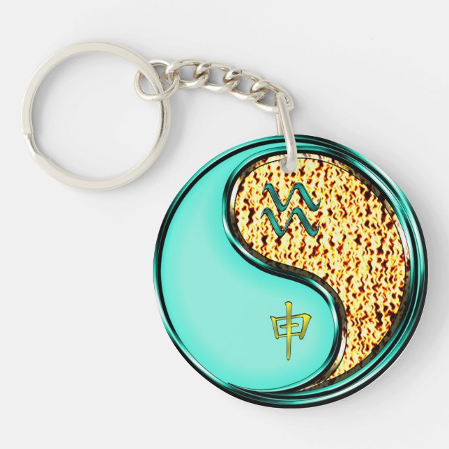 Aquarius & Fire Monkey Key Ring (Front)