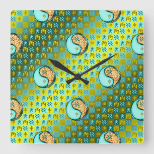Aquarius & Fire Monkey Square Wall Clock