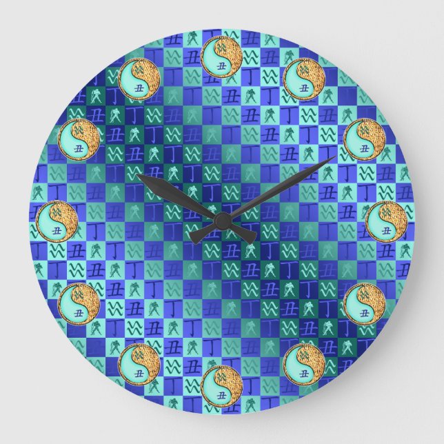 Aquarius & Fire Ox Large Clock (Front)