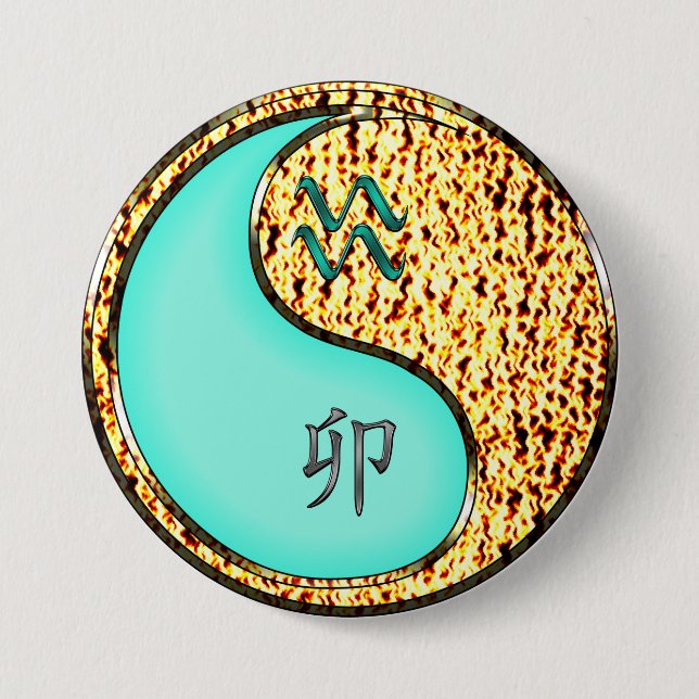 Aquarius & Fire Rabbit 7.5 Cm Round Badge (Front)