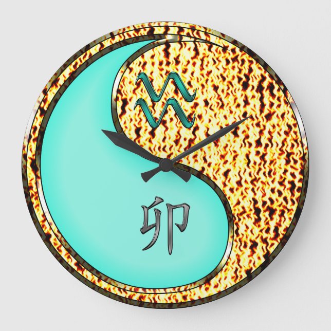 Aquarius & Fire Rabbit Large Clock (Front)