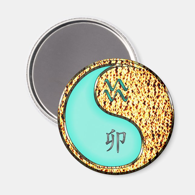 Aquarius & Fire Rabbit Magnet (Front/Back)