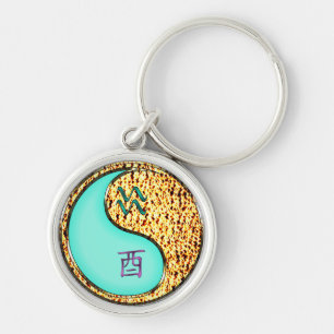 Aquarius & Fire Rooster Key Ring