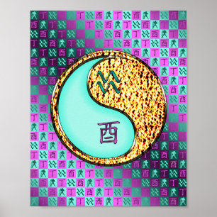 Aquarius & Fire Rooster Poster