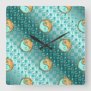 Aquarius & Fire Snake Square Wall Clock