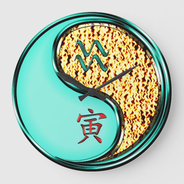 Aquarius & Fire Tiger Large Clock (Front)